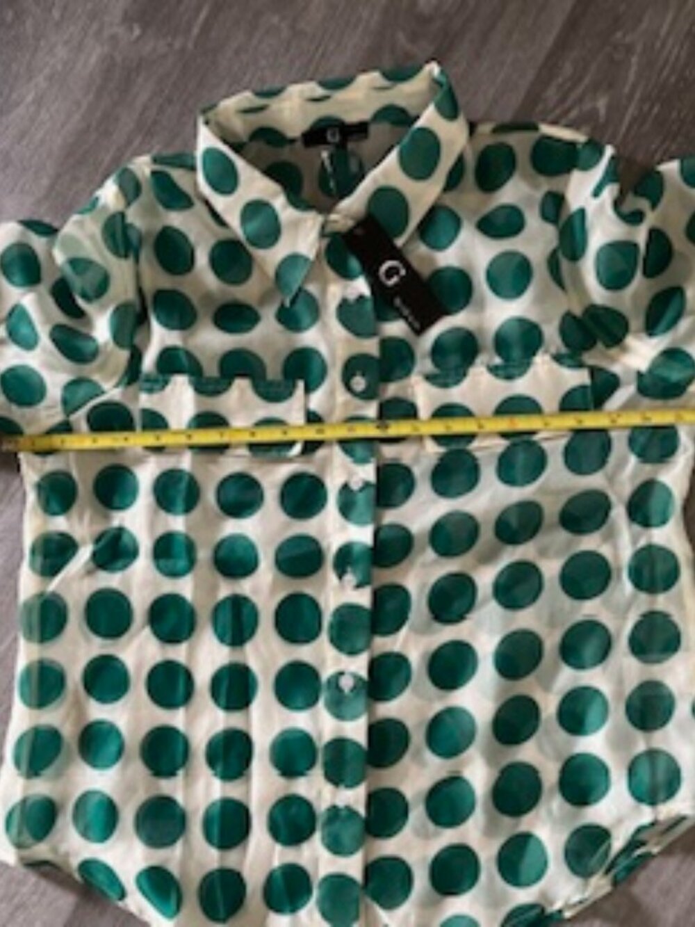 NWT G by Gracia Green Sheer Polka Dot Puff Sleeve Top Women's XL - Picture 8 of 13